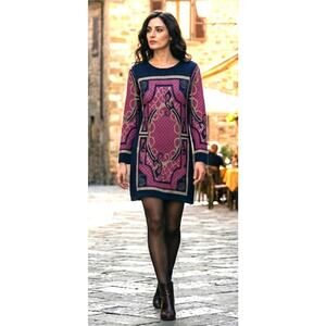 Tig Triko Metallic Knit Dress Purple Gold Striped Lurex Shimmer Boho Sz S Turkey